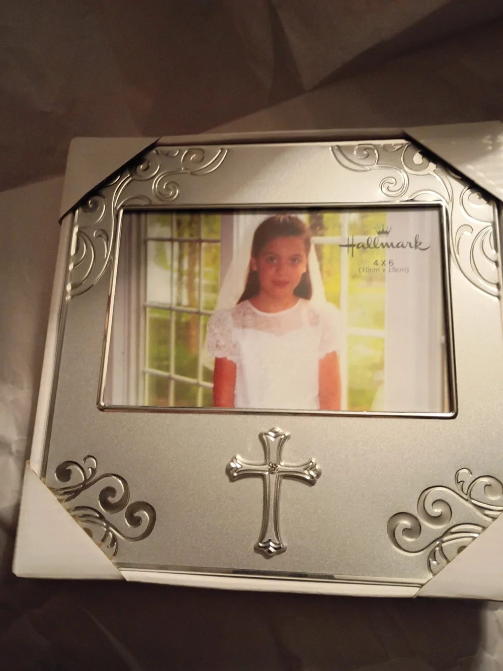 Hallmark Silvery Frame With Cross